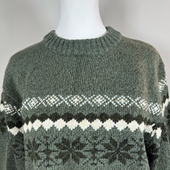 Jeep Men’s Fair Isle Sweater Forest Green Wool Blend Size Large Vintage-Style - Picture 4 of 12